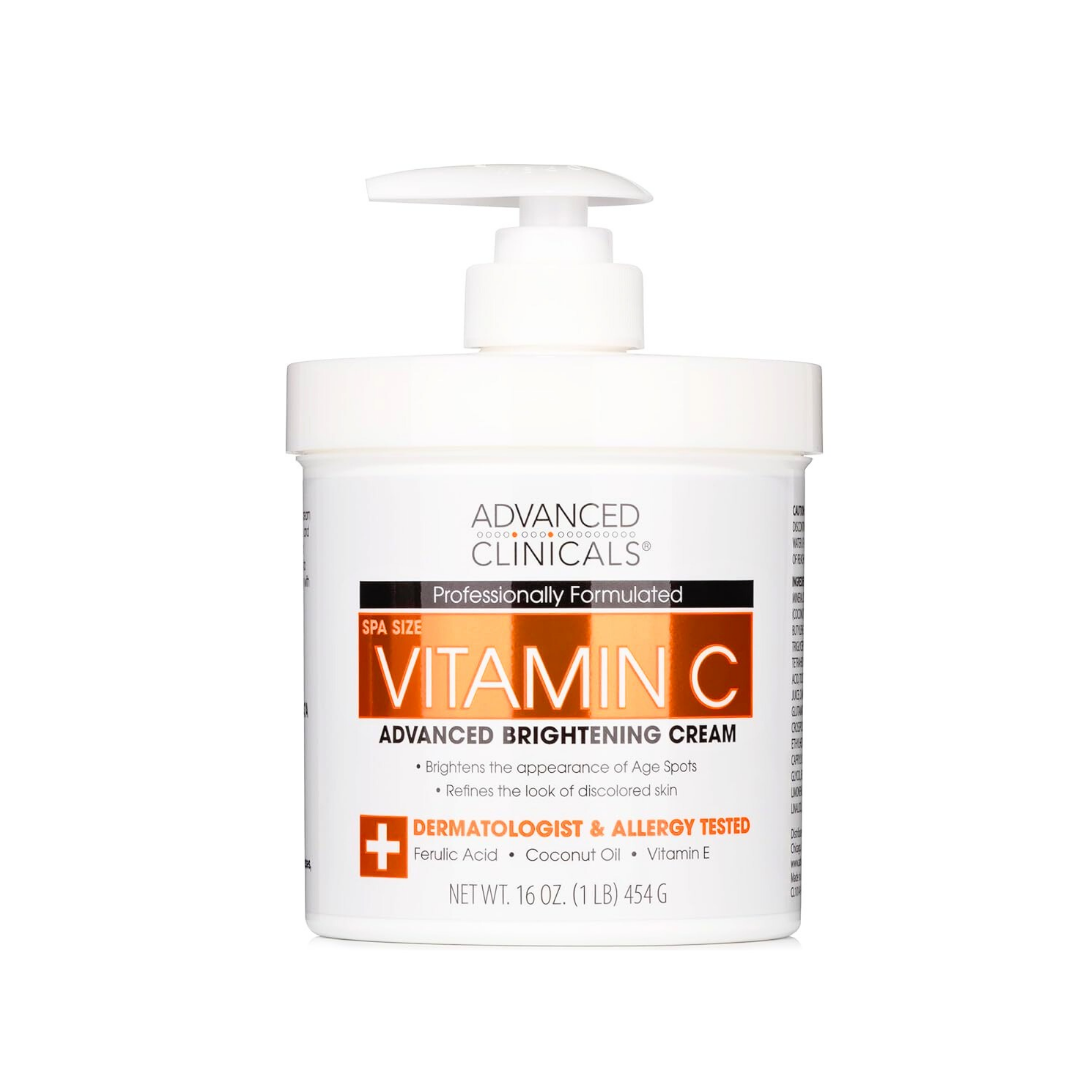 Advanced Clinicals Vitamin C Brightening Body Cream -454g, Professionally Formulated.