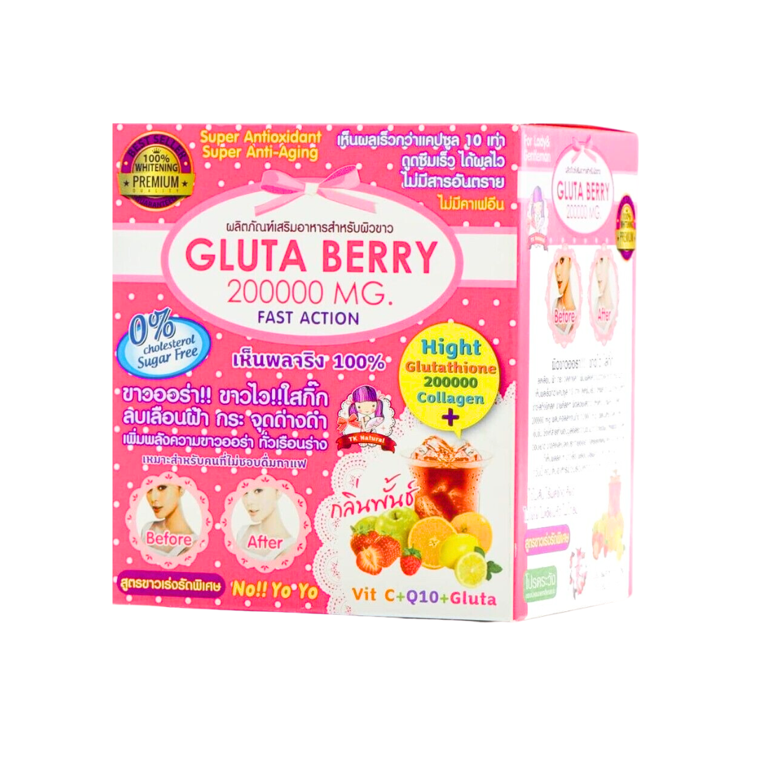 Gluta Berry 200000MG Glutathione Powder Drink, 10 Satchets