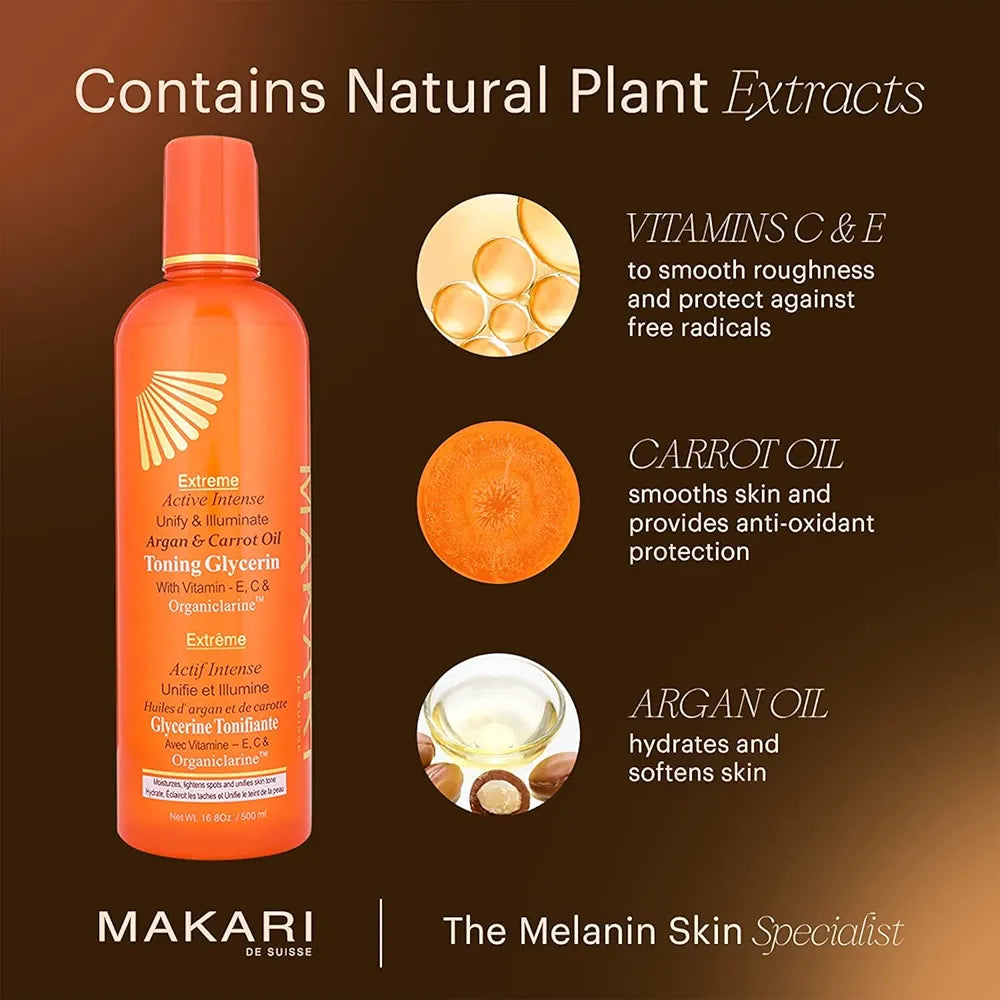 Makari Extreme Argan & Carrot Oil Tone Boosting Body Glycerin, 500Ml