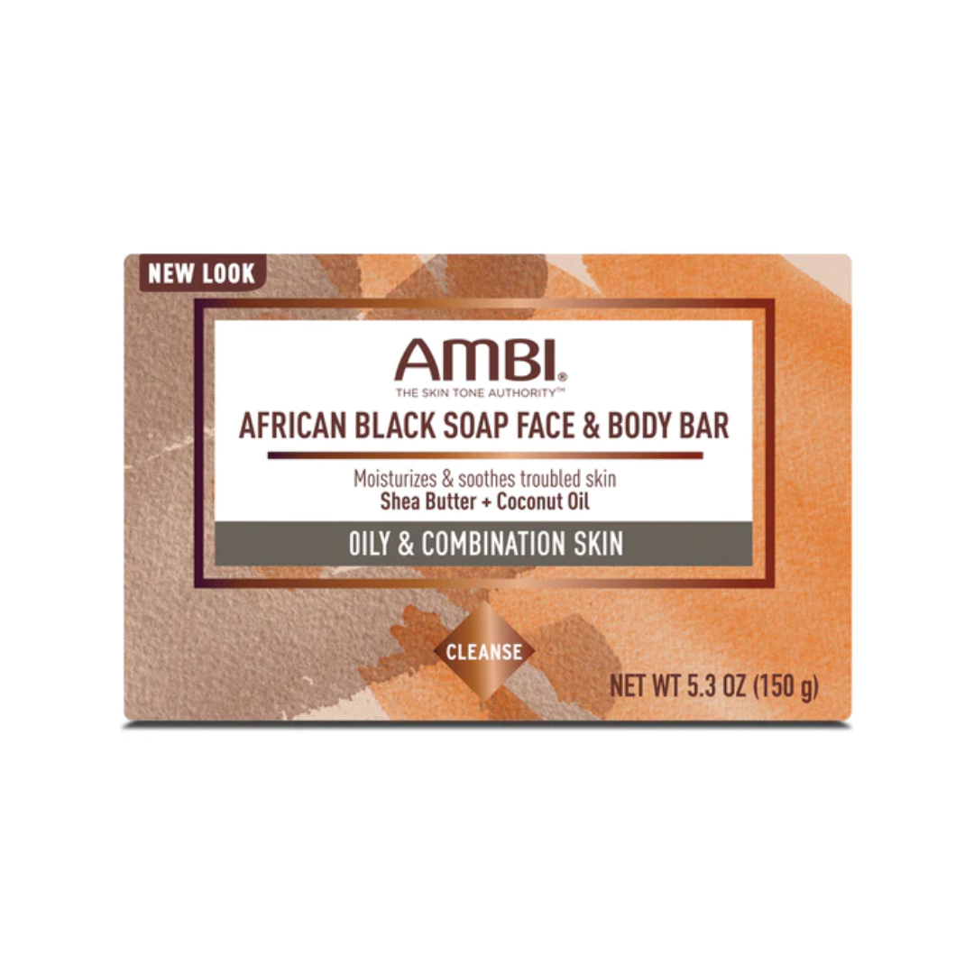 Ambi African Black Soap Face & Body Bar,150g